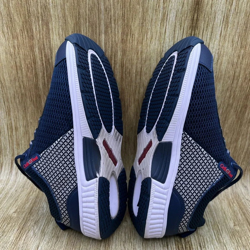 Orthofeet Edgewater Sneakers Men's Size 9.5 Wide 4E Blue Walking Shoes 616